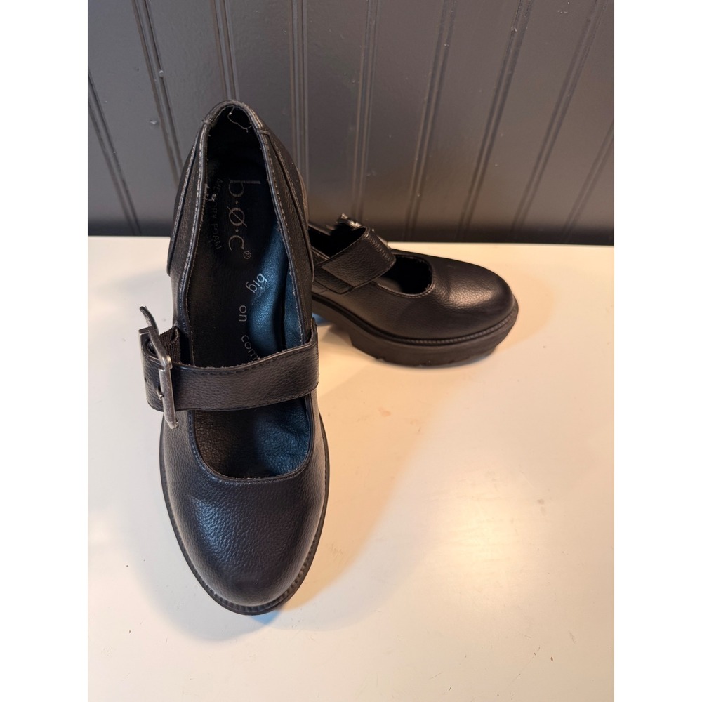 b.o.c. Born Concept Black Platform Mary Jane Block Heel Pumps Women 7.5 M
